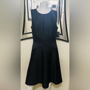 VfEmage Black Pinstripe Midi Dress